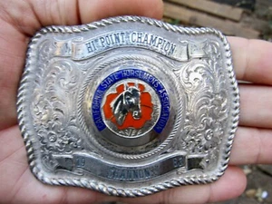 Sterling CSHA CHAMPION Belt Buckle 1983 Trophy GIST Rodeo Horsemen RARE VG+ - Picture 1 of 4