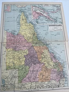 1930: Map Of Queensland British New Guinea PA #122/123 Print Steamer Railway Z - Picture 1 of 4