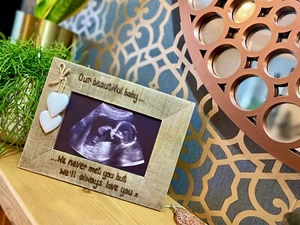 Marco de fotos de pérdida de aborto espontáneo para escaneo de bebé | Madera a la deriva personalizada siempre te amo - Imagen 1 de 11