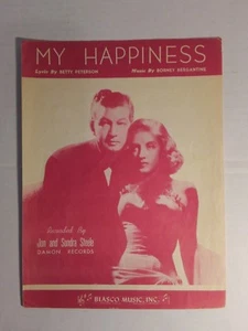 "My Happiness" as recorded by JON & SANDRA STEELE 1933 SHEET MUSIC - Picture 1 of 7
