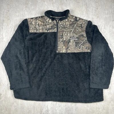 Realtree Pullover Quarter Zip Camo Black Fleece Sweatshirt Timber Men’s Size 3XL - Image 1 of 4