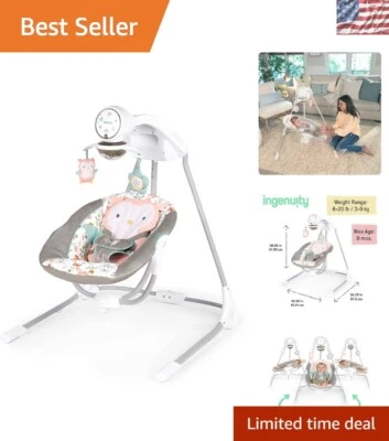Columpio portátil para bebé InLighten - Asiento infantil de 5 velocidades con música y luces relajantes Foto 1 de 4