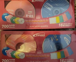 2 X Pengo Color CD R Discs And Matching Color Cases*(16 Pieces) 700 MB 80 Min - Picture 1 of 5