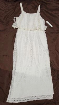 Nuevo con etiquetas Maxi Vestido Lentejuelas Corazones Niñas Baile de graduación/Boda/Fiesta/Formal Marfil Encaje Precio de venta sugerido por el fabricante $58 Foto 1 de 4