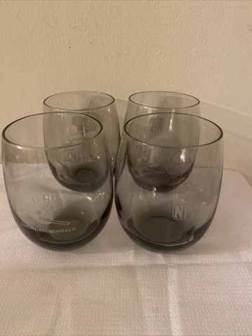 NFL - Cincinnati Bengals - Gray Smoked Tumblers - Wine Glasses - Set Of 4 Cover