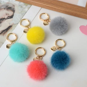 Real Mink Fur Ball Pompom Bag Charm Keyring HandBag Phone Pendant Accessories - Picture 1 of 15