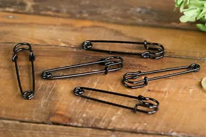 5 x Großer Schwarz Metall Kilt Pin Schal Brosche Sicherheit Stricken Stich Halter Stifte - Bild 1 von 9
