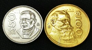** Mexico 1987 100 Pesos & 1988 50 Pesos total 2 coins - XF - Picture 1 of 6