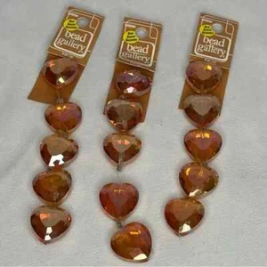 Bead Gallery Orange Amber Crystal Heart Beads NWT - Picture 1 of 1