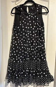 NWOT MSK Black Popover Polka Dot Dress Halter Size 16 MSRP $79 - Picture 1 of 9