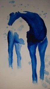 Pferd, Selbstgemalt handsigniert leinwand bild ca 30x40 - Bild 1 von 2