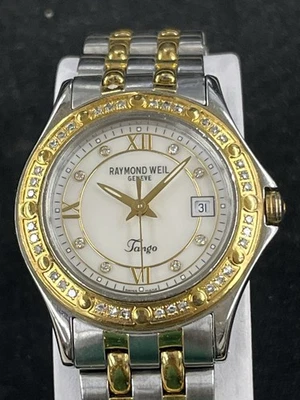 RAYMOND WEIL TANGO TWO-TONE WATCH 5390 DIAMOND Dial & BEZEL wrist size 5 3/4" - Image 1 of 4