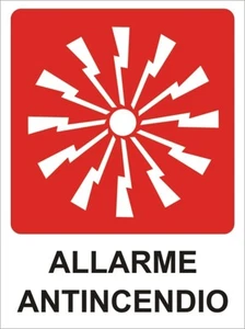 2 TARGHETTE ADESIVE "ALLARME ANTINCENDIO" SEGNALETICA,SICUREZZA ESTINTORE,HOTEL - Picture 1 of 1