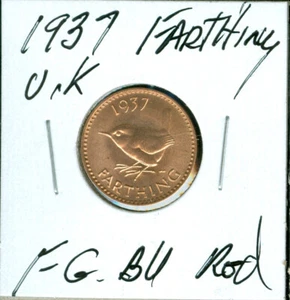 1937 GREAT BRITAIN FARTHING FINEST GRADE BU RED    $3.49 SHIPPING UK  * - Picture 1 of 2