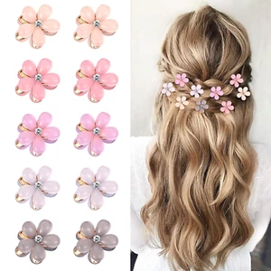 10Pcs Crystal-Adorned Mini Hair Barrettes and Sparkling Metal Side Clips - Picture 1 of 12
