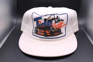 Vintage NASCAR Flat Billed Trucker Hat Darrell Waltrip Tide Racing Team White - Picture 1 of 6