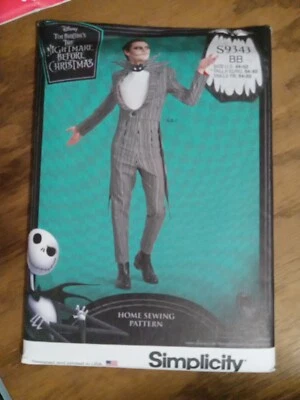 NUEVO Disfraz de Jack Pesadilla antes de Navidad Patrón Simplicity S9343 para hombre 44-52 Foto 1 de 2
