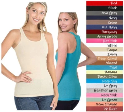 (Zenana Outfitters) STRETCHY RIBBED KNIT RACERBACK TANK TOP (S-3X) - Image 1 of 4