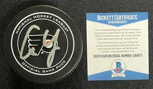 CAM YORK SIGNED PHILADELPHIA FLYERS OFFICIAL GAME PUCK BECKETT COA Q90875 - Picture 1 of 2