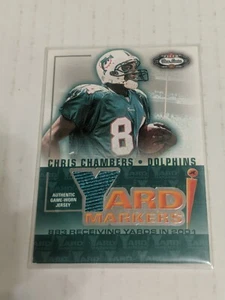 2002 Fleer Box Score Yard Markers Game Work Jersey CHRIS CHAMBERS! Delfine! - Bild 1 von 2