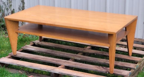 Vintage Mid Century Modern Conant Ball By Russell Wright Coffee Table Blonde Cover