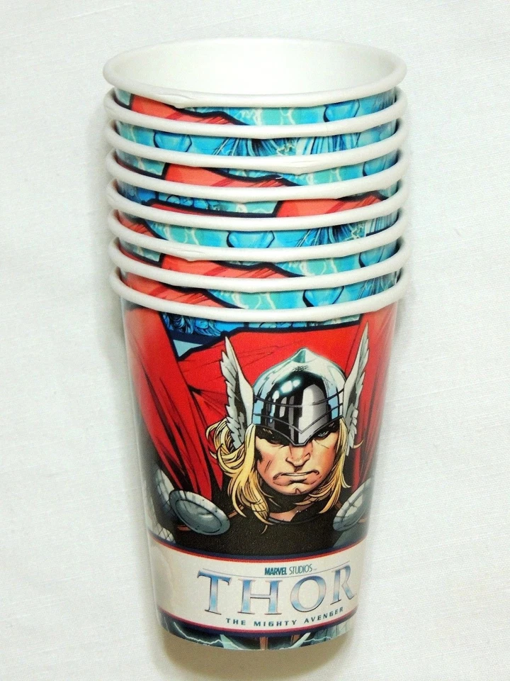 NEW ~THOR THE MIGHTY AVENGER 8 PAPER CUPS 9 OZ.  PARTY SUPPLIES - Image 1 of 1