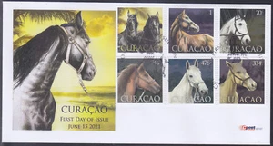 Curacao Issue FDC 2021 (107) Horses - Picture 1 of 1