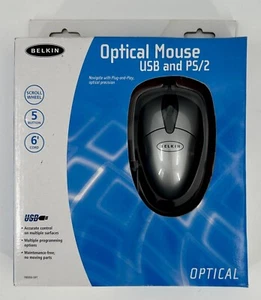 Belkin 5-Button Optical Mouse w/Scroll Wheel - USB/PS2 New in Box - Picture 1 of 5