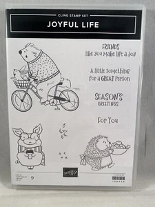 JOYFUL LIFE Stamp Set Stampin Up Bear Bike Christmas Pig Hedgehog Friends H21 - Picture 1 of 2