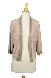 Top Shop Giacca Aperta in Pizzo con Perline Taglia M {EX+ Vintage} - Foto 1 di 7