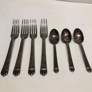 Vtg Christofle Aria Silverplate dinner Fork &  Spoon Aria Set 7 Pieces - Picture 1 of 9