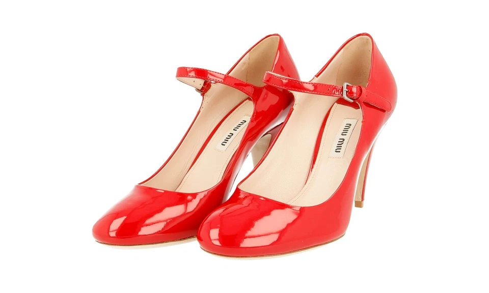 MIU MIU by PRADA Patent Leather Mary Jane Pumps 5I9327 Red - US 6 EU 36