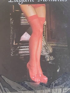 Elegant Moments One Size RED Fishnet Thigh Hi w Back Seam 1724 - Picture 1 of 3