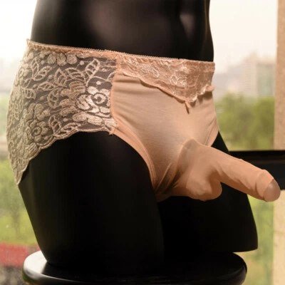 Men Sexy Underpants Pantyhose Lace Plus Size Tights Sheath JJ Briefs Underpants - Image 1 of 4