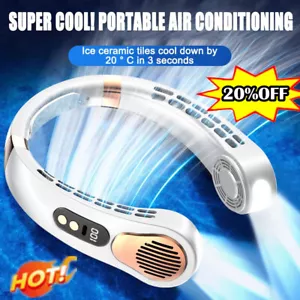 Portable Neckband Fan 360° Silent Lazy Neck Hanging Cooler USB 5 Speed HOTS - Picture 1 of 37