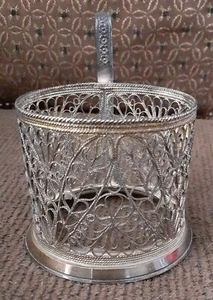 Podstakannik Tea Glass Holder USSR Filigree Melchior, Silver Soviet Vintage 1980 - Picture 1 of 5