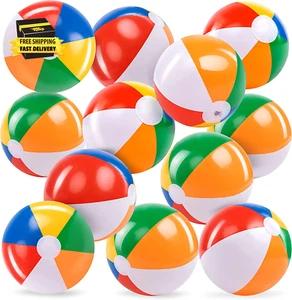 Rainbow Beach Balls(12 Pack), 12'' Inflatable Swimming Pool Toys for Summer Wate - Picture 1 of 9