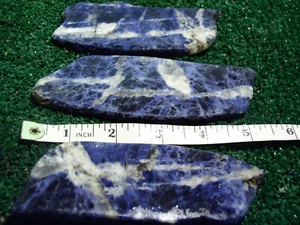 3 BLUE SODALITE SLABS 229 Grams Lapidary  Rough slab - Picture 1 of 3