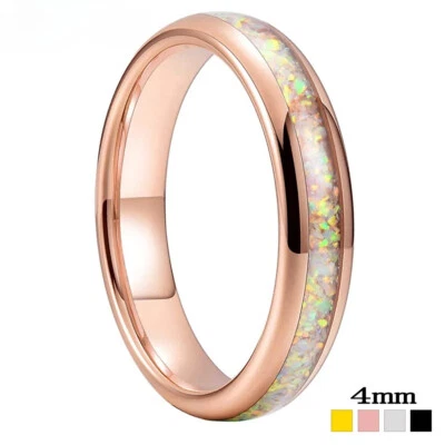 4MM Pink Color Opal Ring Tungsten Carbide Ring Beautiful Wedding Engagement Ring - Image 1 of 3