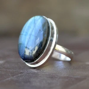 Natural Blue Labradorite Ring,Boho Ring,925 Sterling Silver,Statement Ring,Gift - Picture 1 of 9
