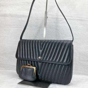 Valentino Garavani Quilting Leather Shoulder Bag Black Gold hardware from JAPAN - Picture 1 of 10