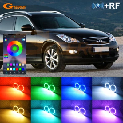 For Infiniti EX EX25 EX35 EX37 QX50 Multi Color RGB LED Angel Eyes Halo Rings — 第 1/4 张图片