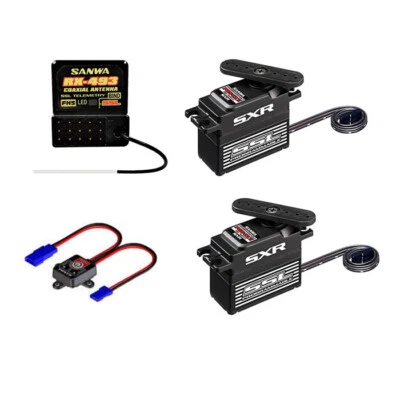 SANWA PGS-CX II Servo x2  + RX-493 2.4 GHz Receiver + Hyper Switch Harnes set - Image 1 of 2