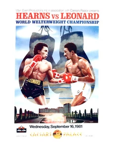 THOMAS HEARNS SUGAR RAY LEONARD 8.5X11 PHOTO POSTER BOXING MATCH PROMO - Picture 1 of 1