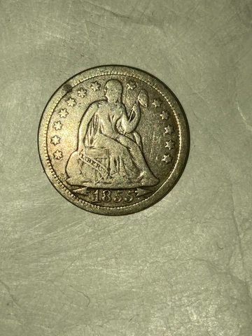 1855 Seated Liberty Silver Dime United States Coin Cover