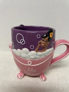 Alece Birnbach 3-D ''ME TIME'' Keramiktasse 16 Unzen Schaumbad Getränk - Bild 1 von 6