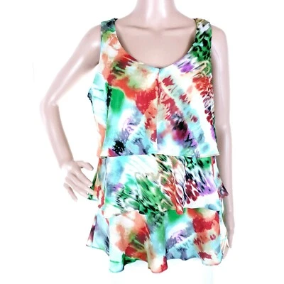 Blusa sin mangas con volantes multicolor talla M Milano para mujer - Nueva con etiquetas Foto 1 de 4