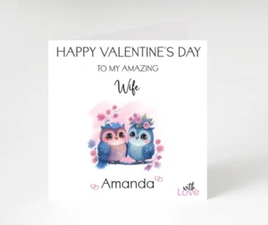 Personalised Valentine's Day Card  Owls Love you Husband, Wife - Picture 1 of 5