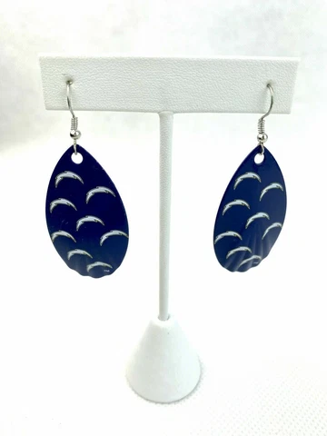 NFL Los Angeles Chargers Navy Repeat Logo Vintage Teardrop Spinner Hook Earrings Cover