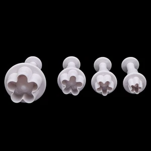 4Pcs Plum Flower Fondant Cake Cutter Plunger Cookie Mold Decorating Candy M HNAU - Picture 1 of 12